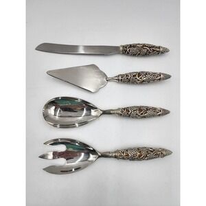 Godinger Silver-Plated Filigree Grape Handle Amber Crystal Silverware Set